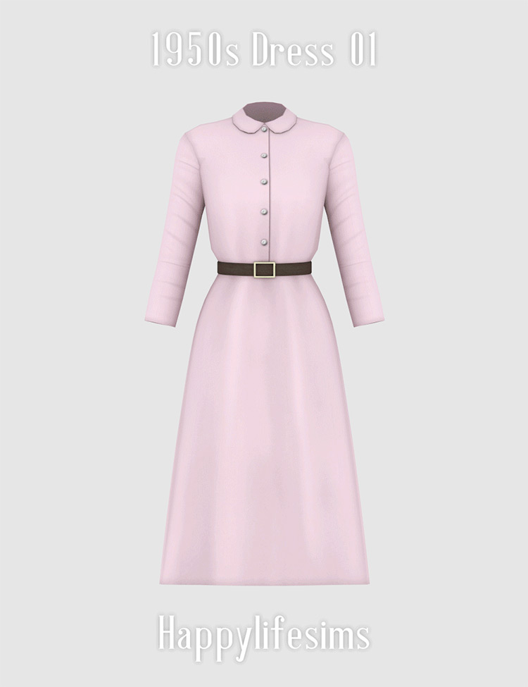 1950s Dress Sims 4 CC screenshot