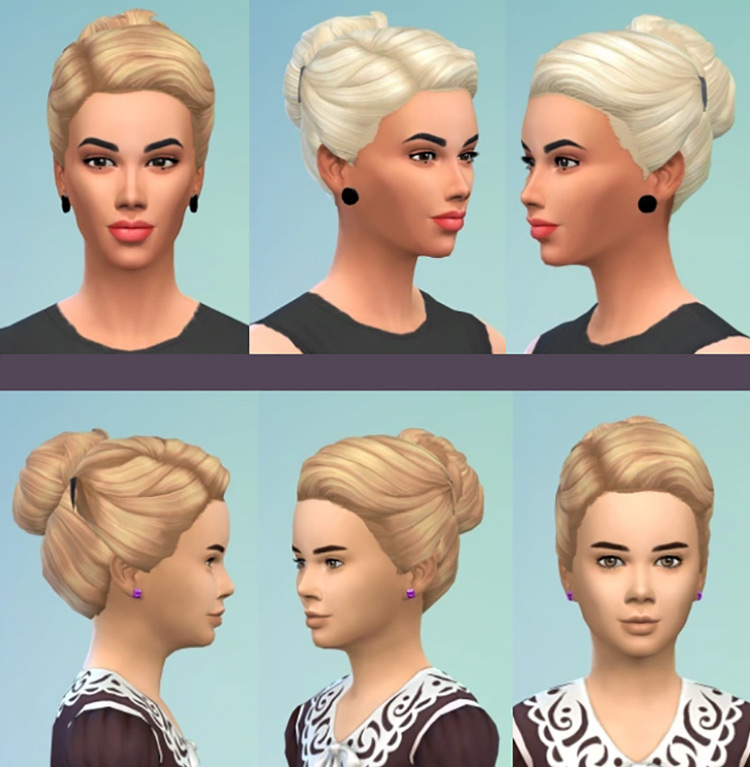 Lady and Girl’s Bun for Sims 4