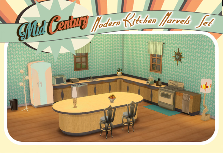 Mid Century Modern Kitchen Marvels Set TS4 CC