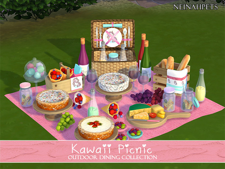 Kawaii Picnic Outdoor Dining Collection for Sims 4