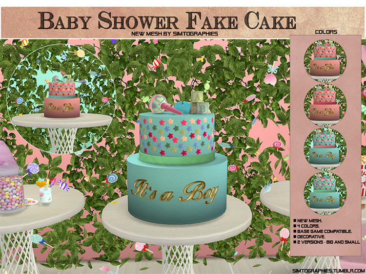 Baby Shower Fake Cake Sims 4 CC