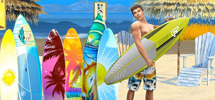 Surfer Guy with Surfboards in The Sims 4