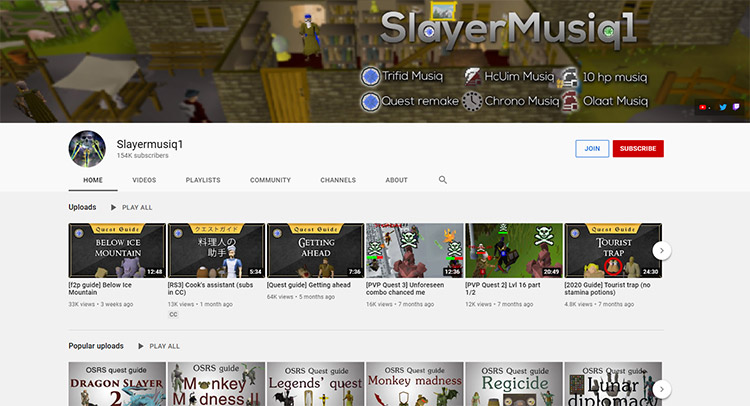 Slayermusiq1 OSRS YouTube Channel Screenshot