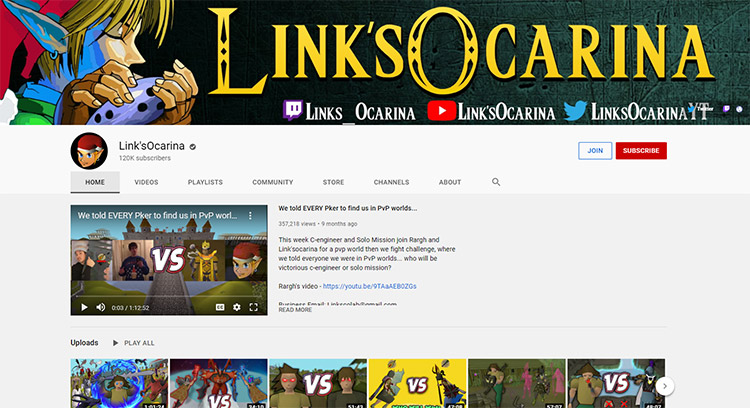 LinksOcarina YouTube Channel Screenshot