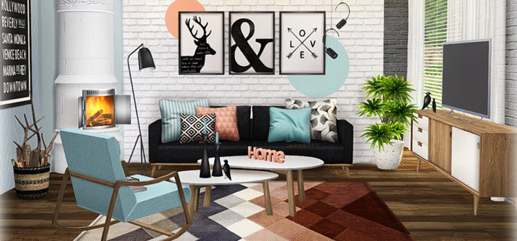 Scandifever Living Room Design Set for The Sims 4