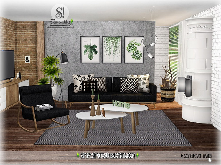 ScandiFever Living Room Set / Sims 4 CC