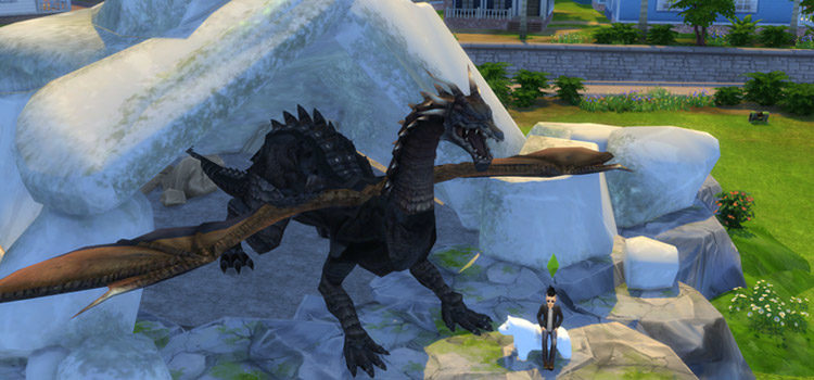 Dark Moonlight Dragon Décor for The Sims 4