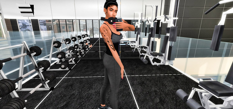 Girl Selfie Pose at the gym / The Sims 4