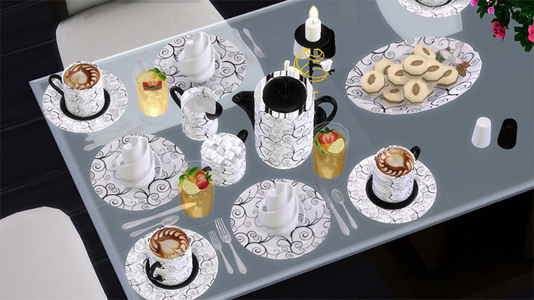 Usable Dinnerware with Functional Tea Set / Sims 4 CC