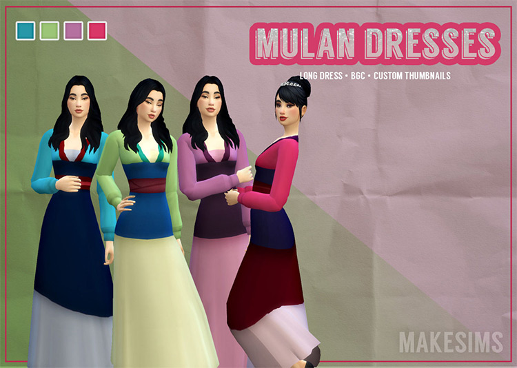 Mulan Dresses / Sims 4 CC
