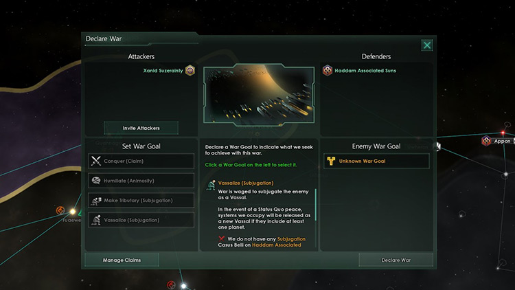 Declaring war on another empire / Stellaris