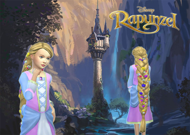 Rapunzel Braid for Girls / Sims 4 CC