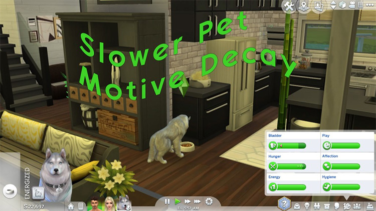 Slower Pet Motive Decay Sims4