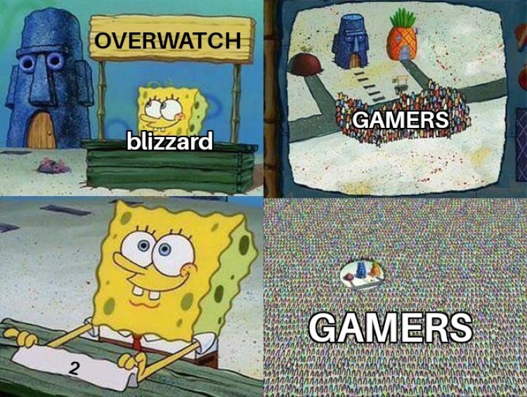 Gamers crowd around for Overwatch 2 SpongeBob crossover meme