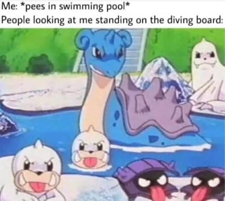 Peeing in swimming pool Pokemon meme