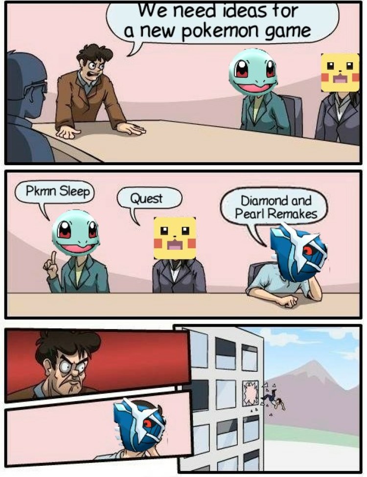 We need ideas for a Pokemon game, thrown out window meme