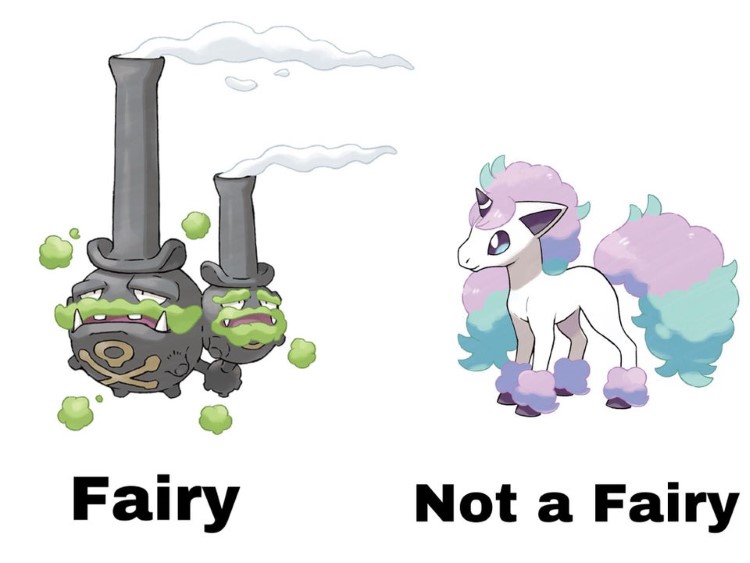 Galarian Weezing is a Fairy. Galarian Ponyta is not a fairy. What?