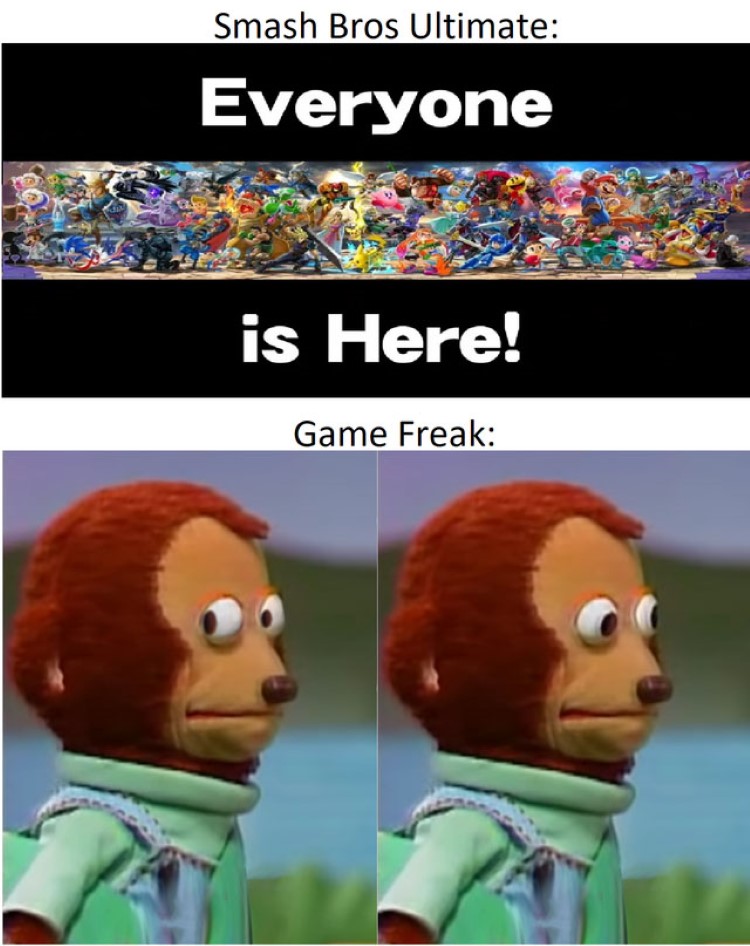 Smash Bros Ultimate, Nervous GameFreak meme