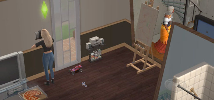 Sims2 HD screenshot - girl dialing phone