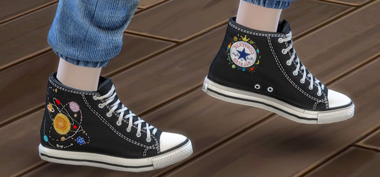 Converse Embroidered Shoes CC for The Sims 4