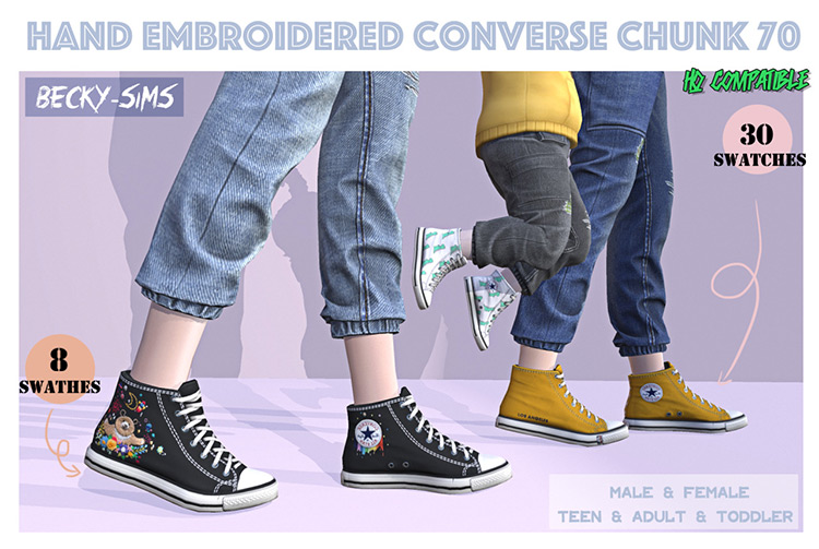 Hand Embroidered Converse / TS4 CC