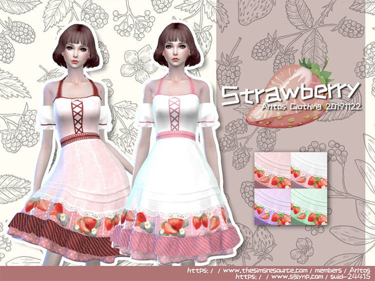 Artlos’ Strawberry Dress Design for Sims 4