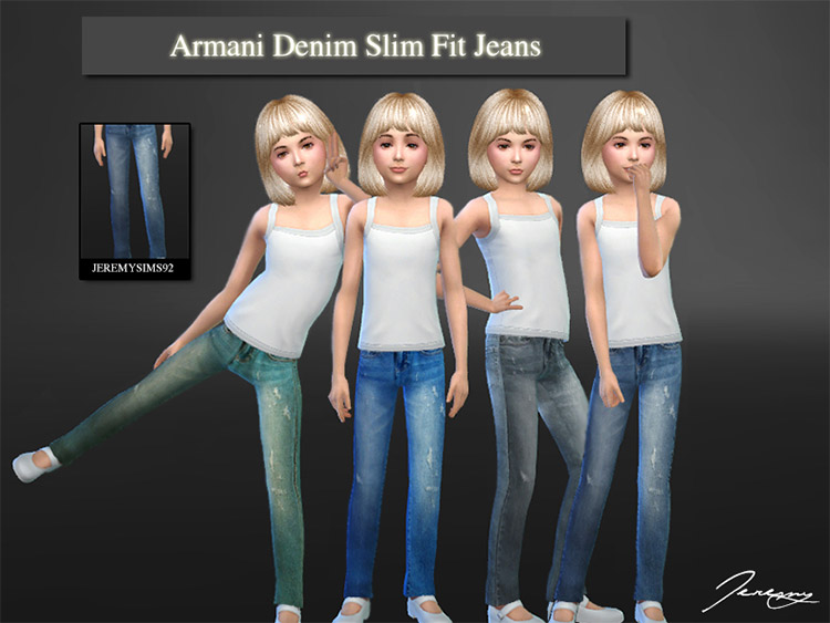Denim Slim Fit Jeans for Girls / Sims 4 Armani CC