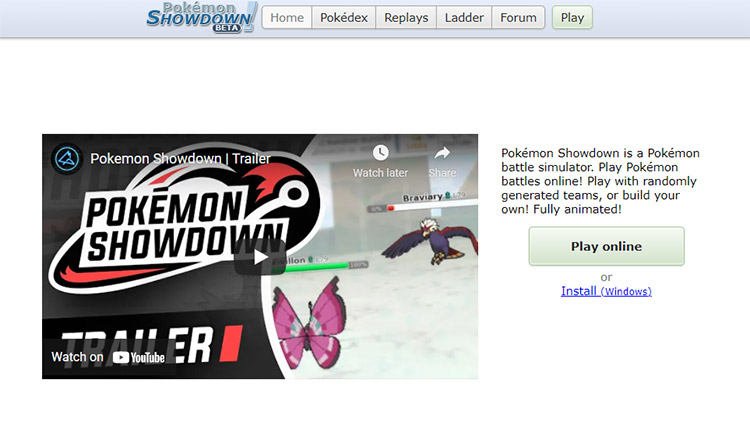 Pokémon Showdown Website Preview Screenshot
