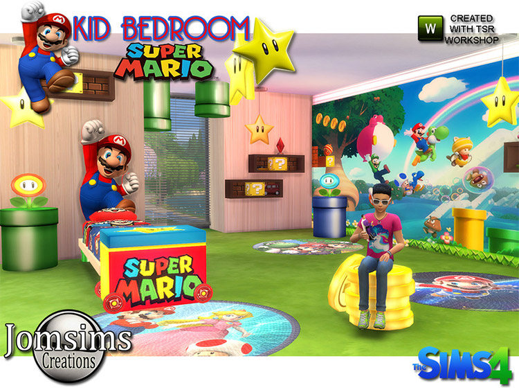 Super Mario Kids Bedroom Decor CC / Sims 4