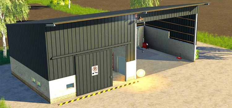 Black Exterior Garage Workshop Building Mod for FS19