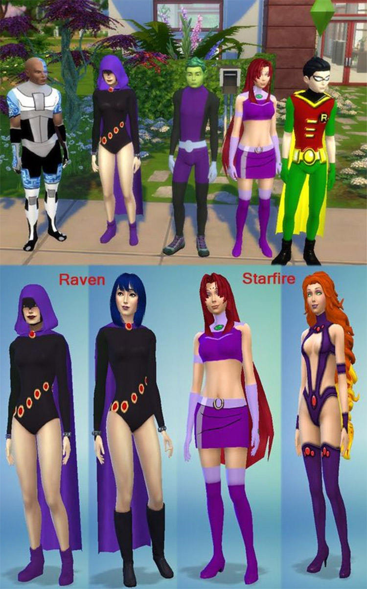 Teen Titans CC Costumes for The Sims 4