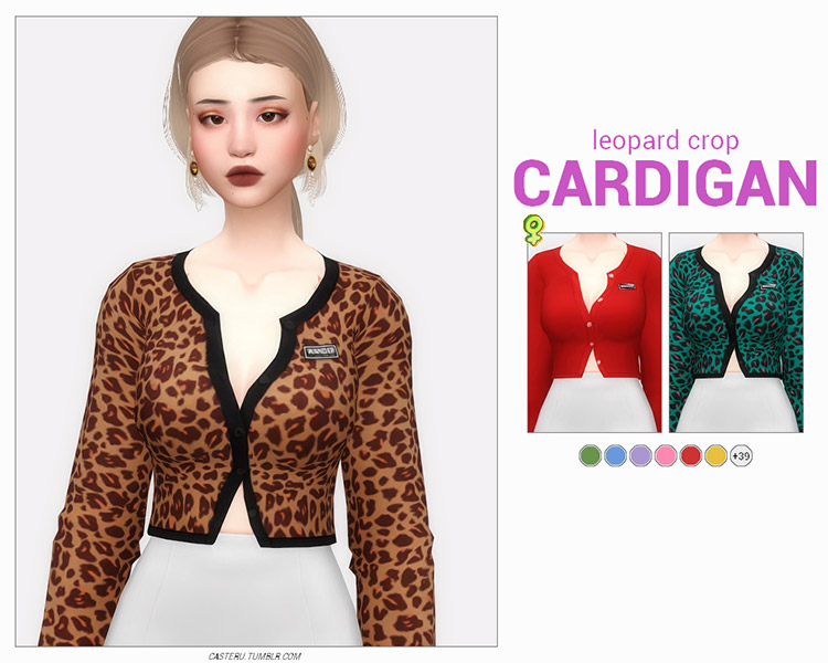 Leopard Print Cardigan CC for The Sims 4