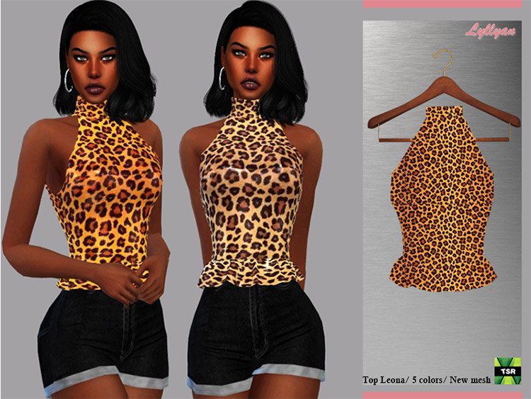 Leona Leopard Print Top for Girls / Sims 4 CC