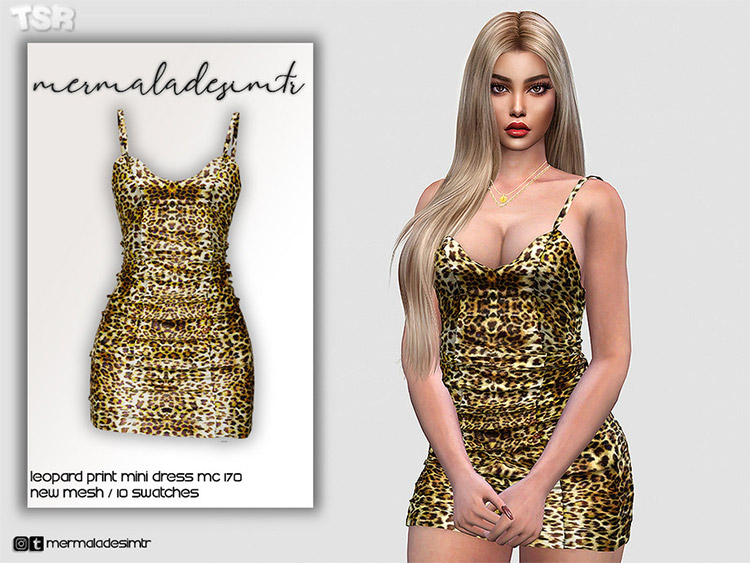 Leopard Print Mini-dress CC for The Sims 4