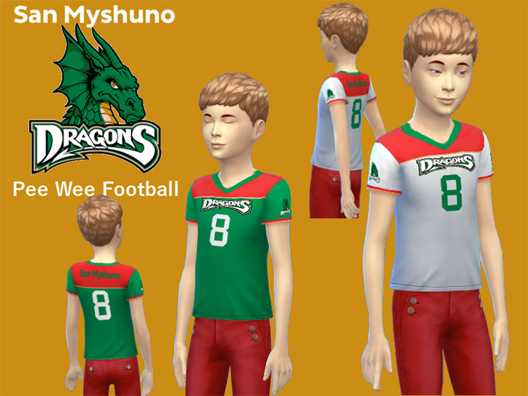 San Myshuno Dragons PeeWee Football Jerseys / Sims 4 CC