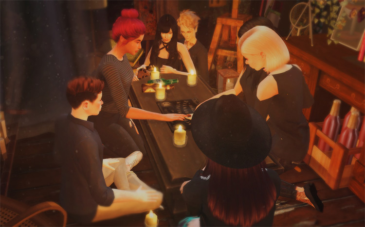 Ouija Party Poses by Something Wicked Sims TS4 CC
