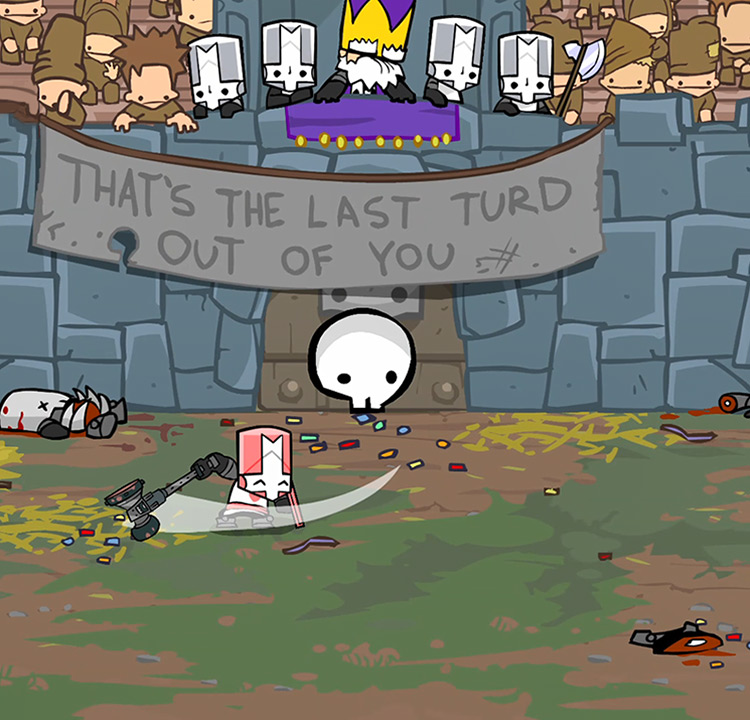 Pink Knight swinging his Panic Mallet Castle Crashers