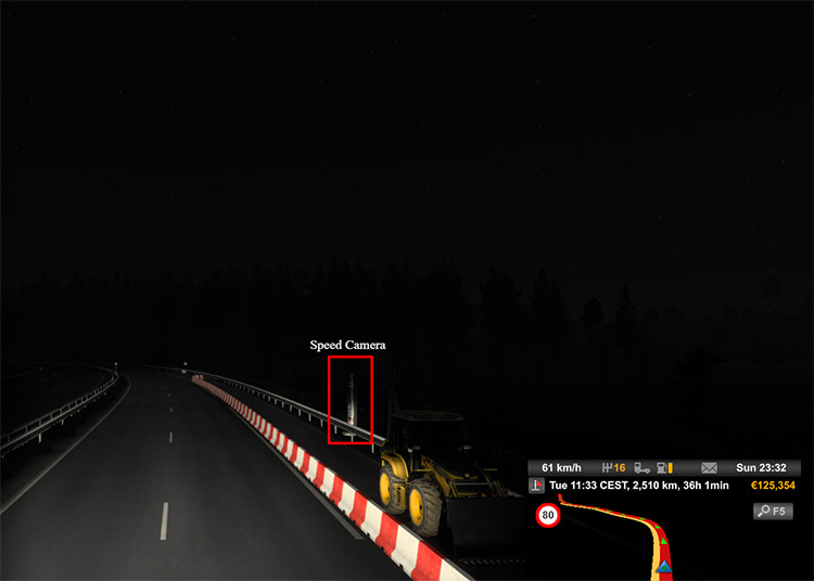 Spotting a speed camera at roadworks / Euro Truck Simulator 2