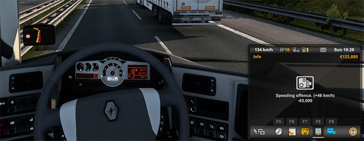 Getting a speeding fine from a police car / Euro Truck Simulator 2