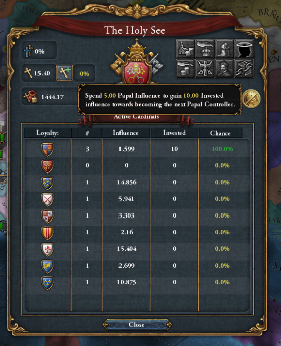 Investing button on the top-right / Europa Universalis IV
