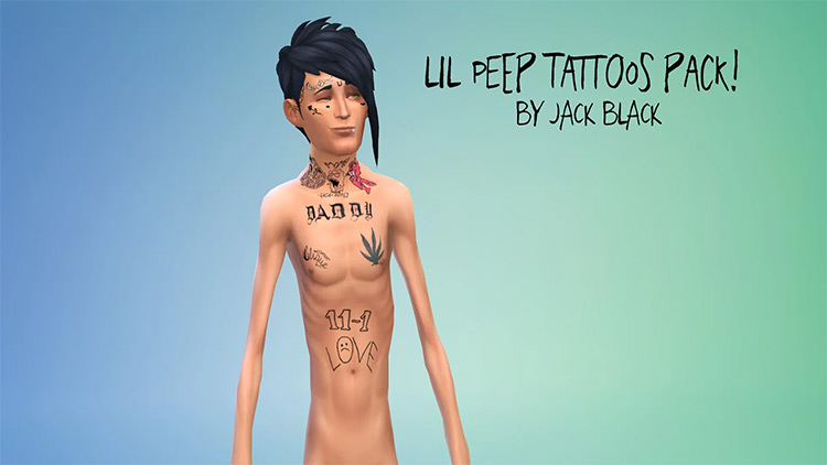 Lil Peep Tattoos Pack for Sims 4