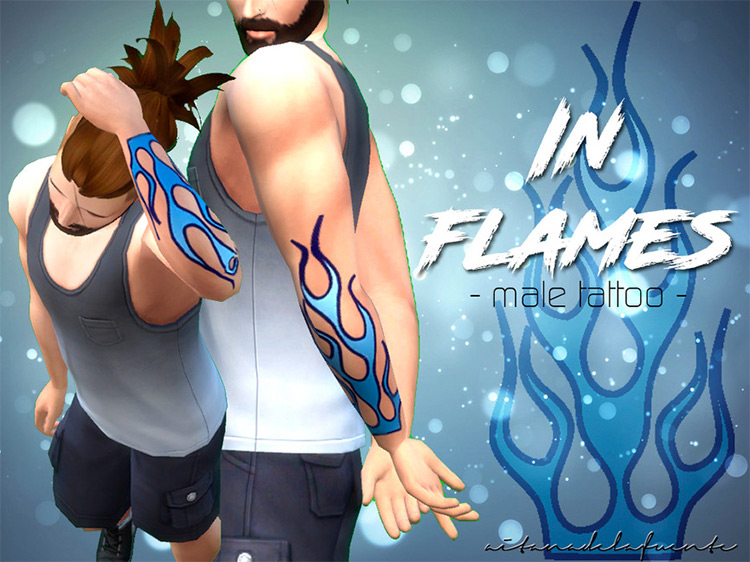 In Flames Male Forearm Tattoo CC for Sims 4