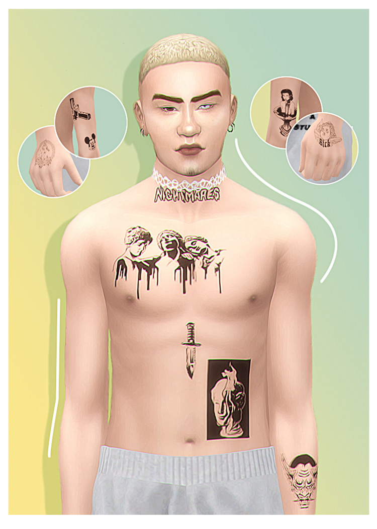 Nightmares Tattoo Set for Sims 4