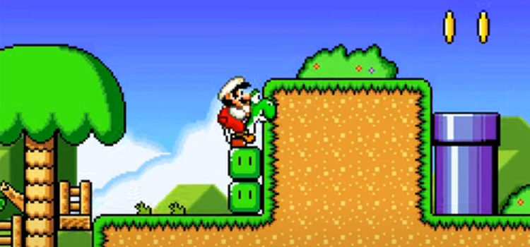 Super Mario World 2 - ROM Hack Screenshot with Yoshi