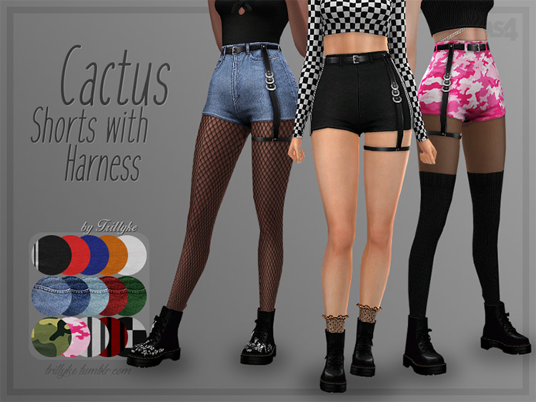 Cactus Shorts with Harness - Sims 4 CC