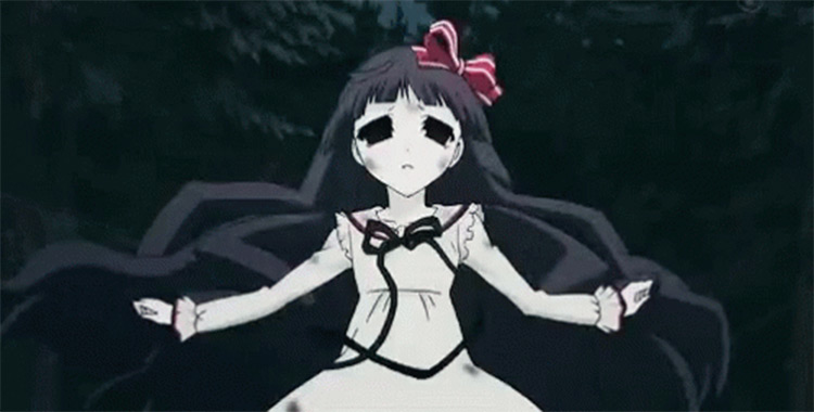 Sunako Kirishiki girl with black eyes - anime screenshot