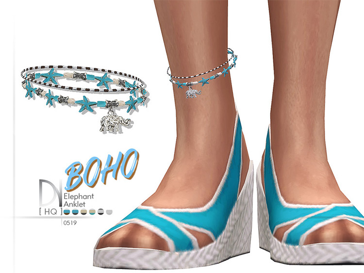 Boho Elephant Anklet CC for TheSims4