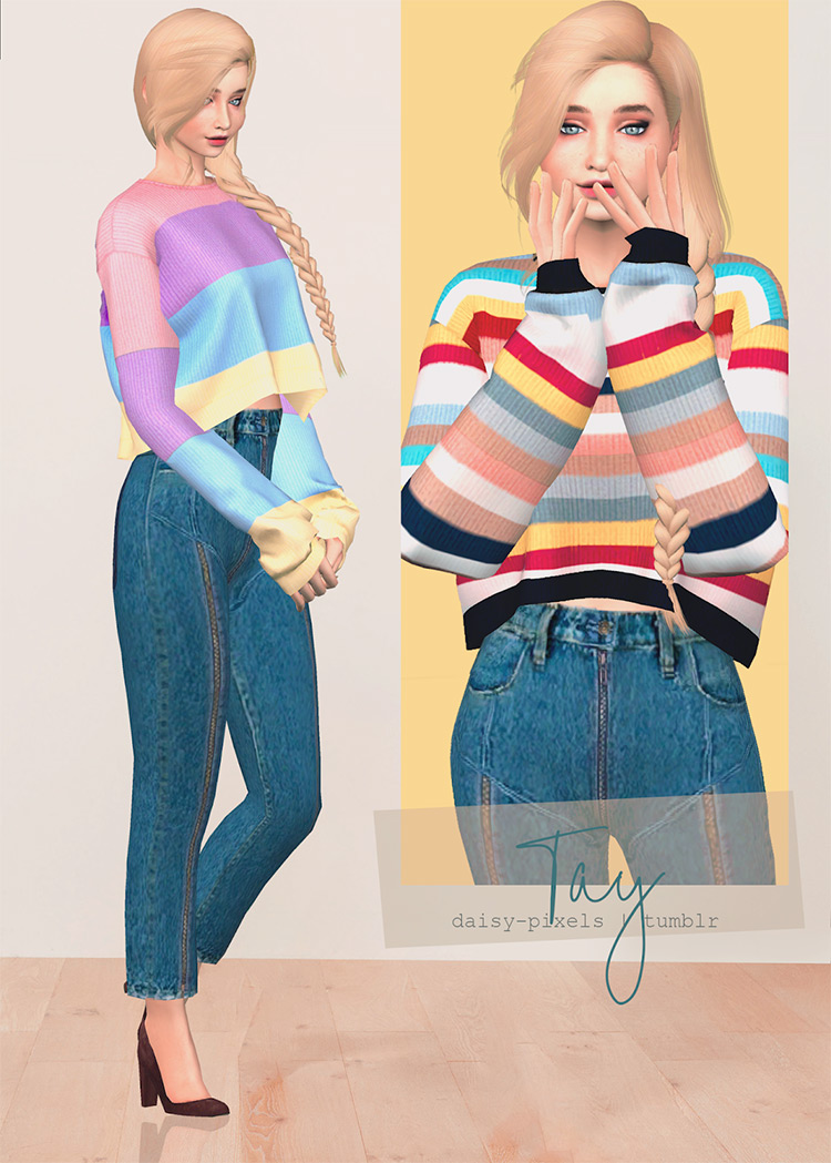 Tay Striped Sweater Sims 4 CC