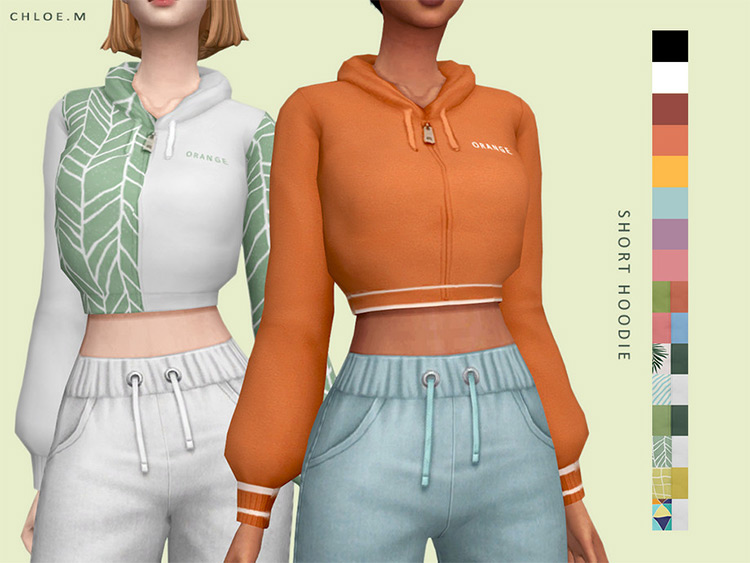 Short Hoodie Midriff belly showing - Sims 4 CC