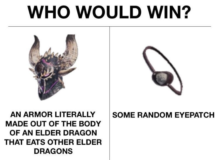 Who would win? Armor made out of dragon vs random eyepatch